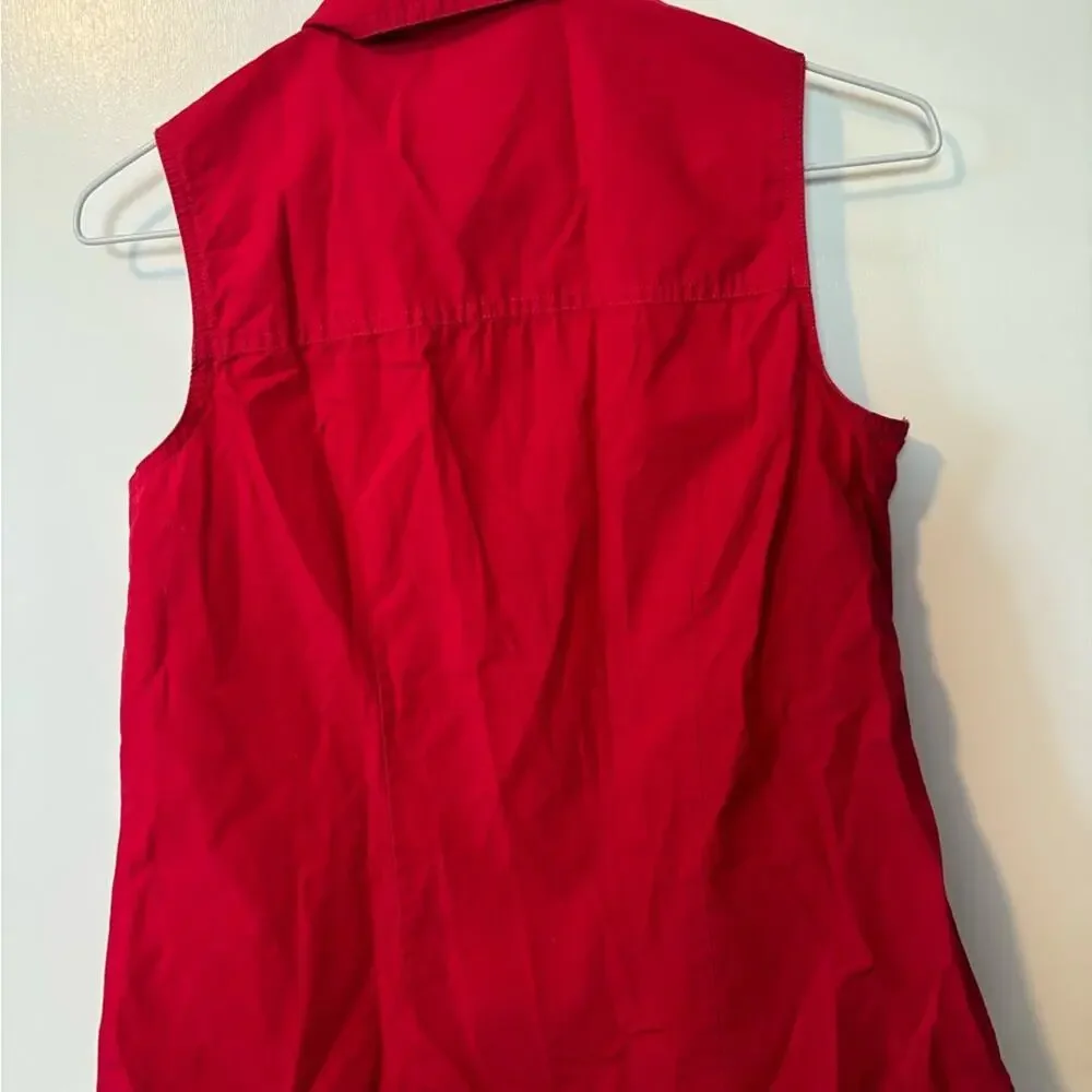 Vintage Sonoma Americana Women's Red Sleeveless Button-Down Shirt - Picture 4 of 4